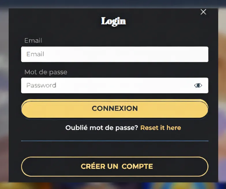 Connexion sur Olympe Casino